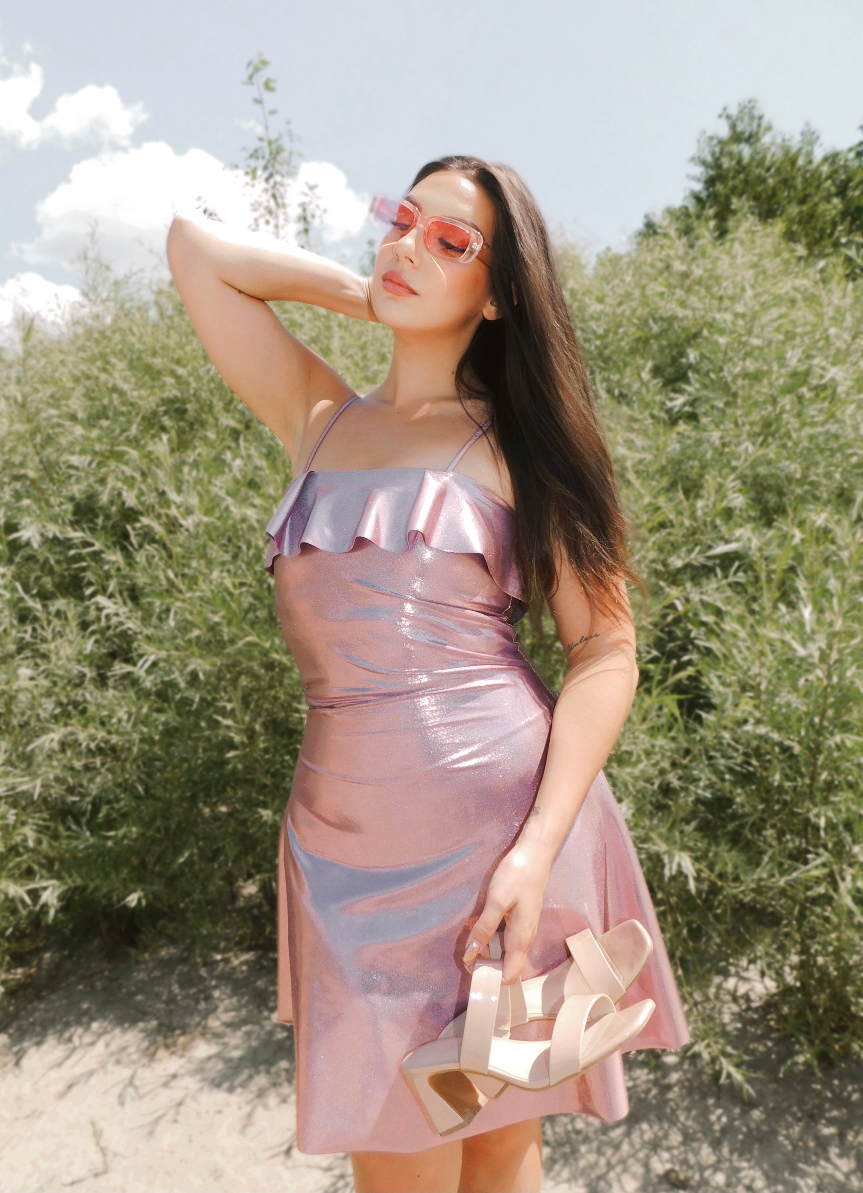 Metallic Baby Pink Dress