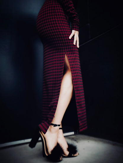 Merlot Houndstooth Dress